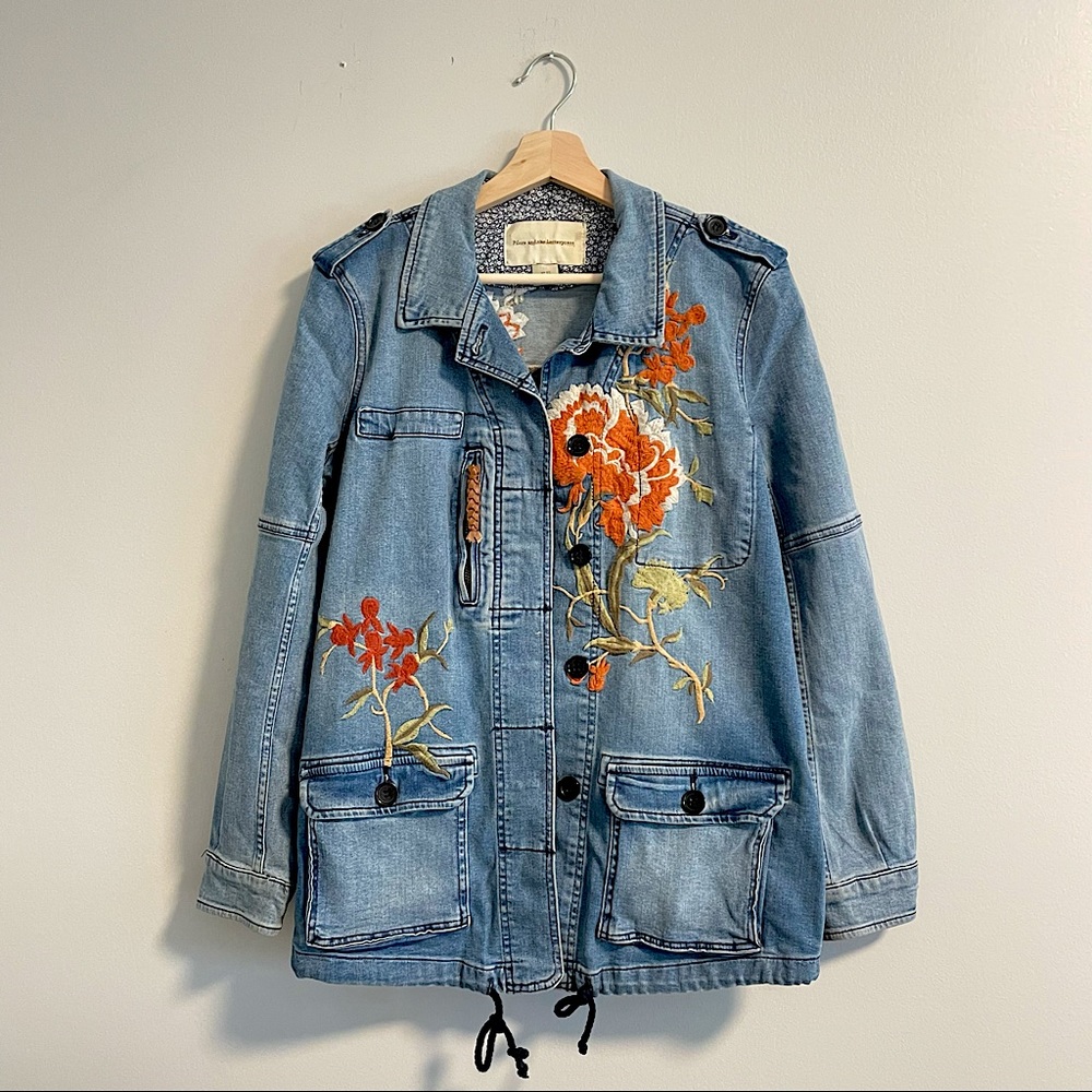 Anthropologie Pilcro and the Letterpress Embroidered Jean Jacket | Size XS